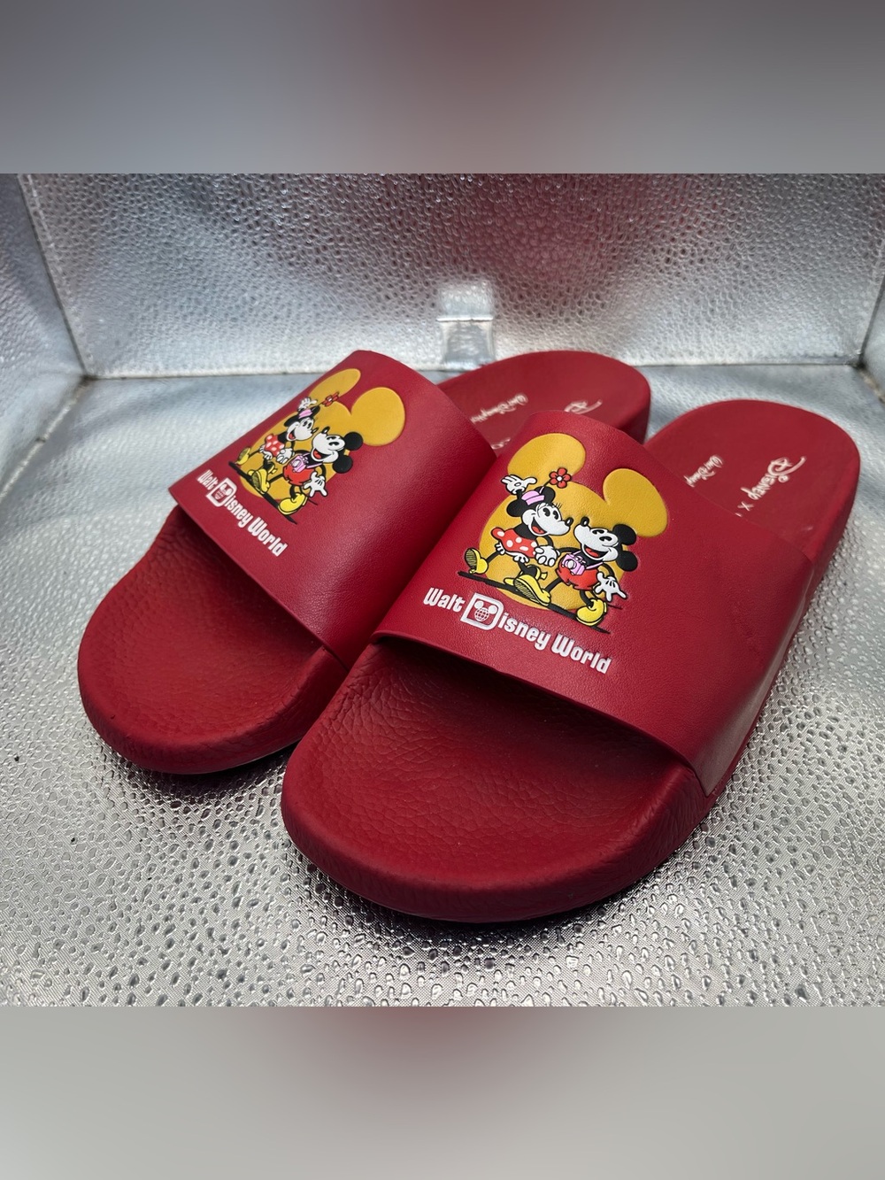 COACH X Disney Mickey/Minnie Slide RED Walt Disney World 50th Anniversary size 8